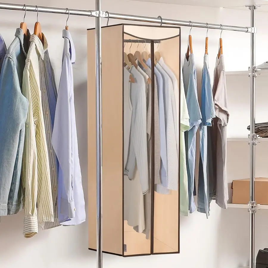 

2Pack Hanging Garment Bag Zipper Cover with Sealed Clear Window, Long Garment Cover for Closet Storage Wardrobe Clothes Protecto