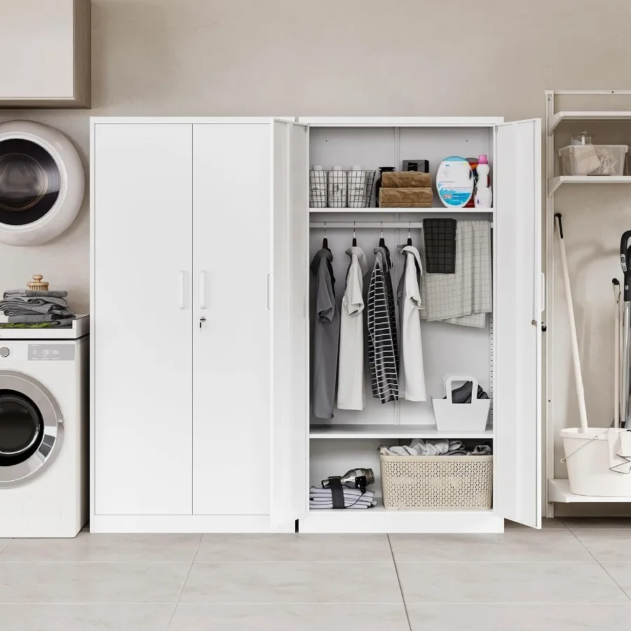 72 X 36 X 18 Metal Wardrobe Cabinets with Lock for Home Room Fire Department School Employee Gym Government Use Durable White S