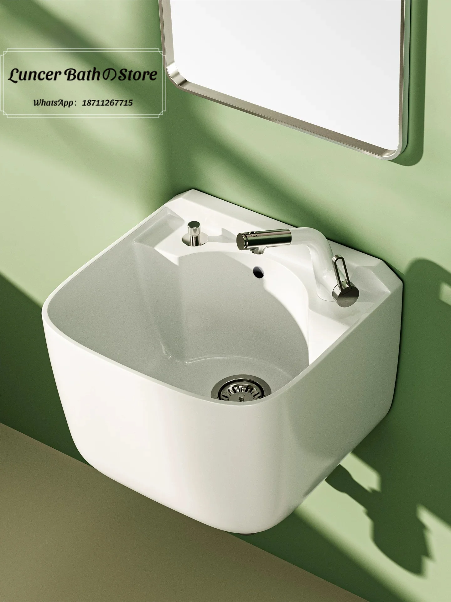 Curved Bulbous Wall Mounted Sink, Deep Small Space Hand Wash Basin for Bathroom, Space Saving Balcony Wash Basin