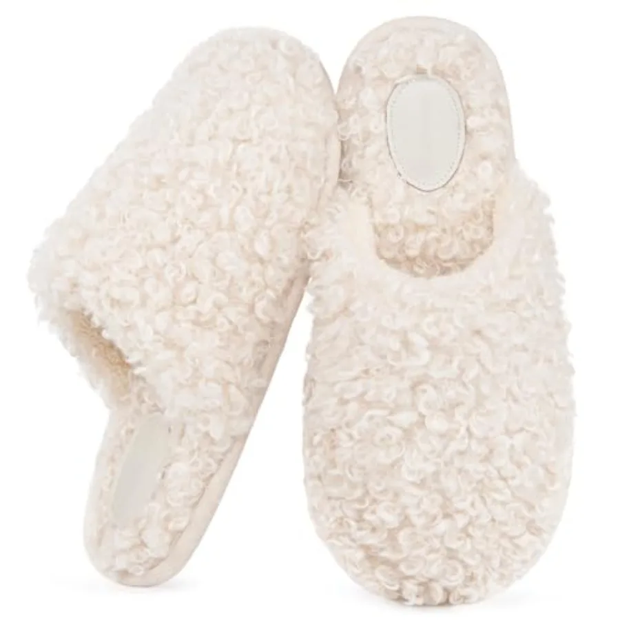 Women's Scuff Slippers Furry Cute Memory Foam House Shoes Fuzzy, fluffy, furry, warm, curly fabric, memory foam, indoor, non-sl