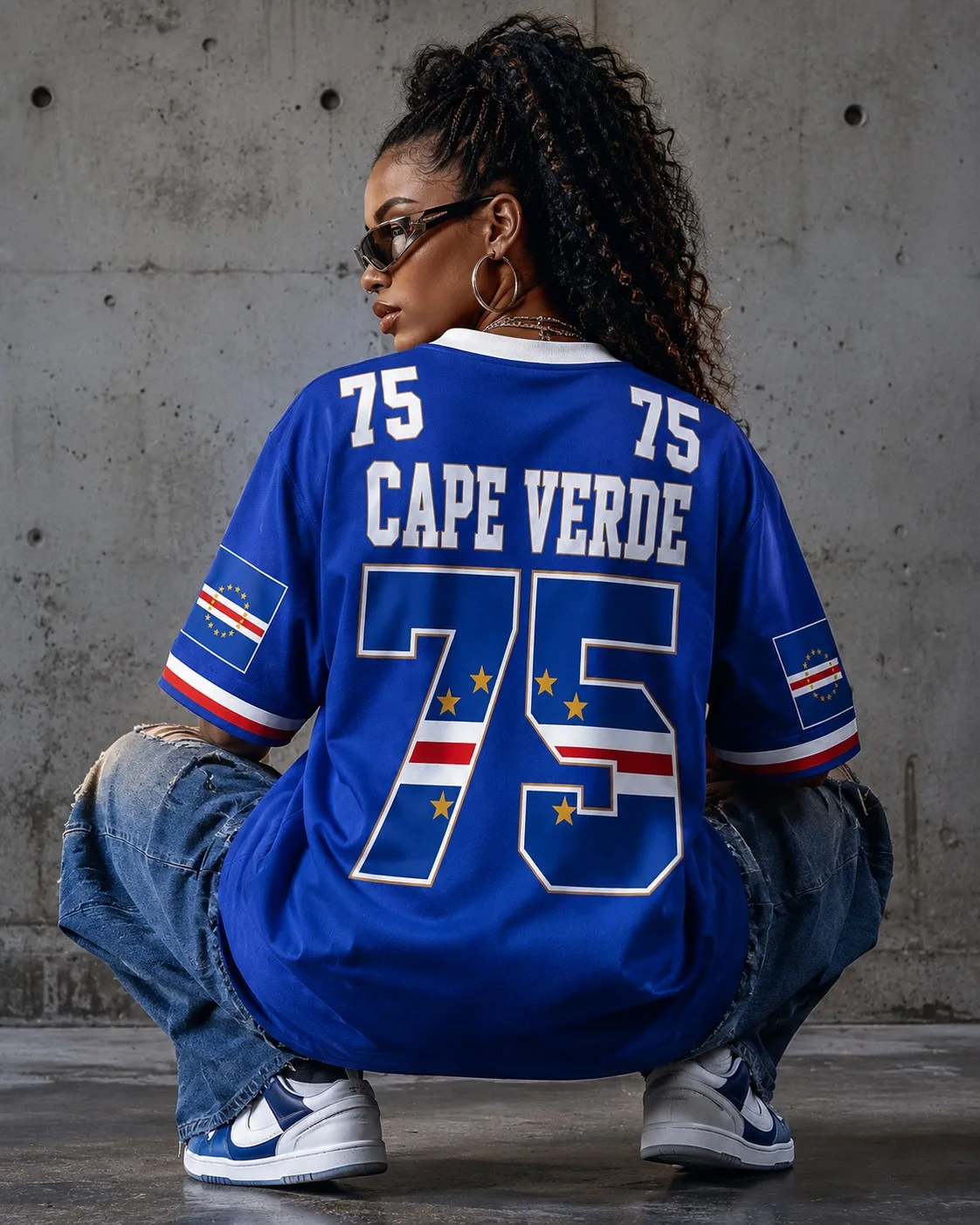 Cape Verde Bedrucktes V-Ausschnitt Kurzarm-Sweatshirt für Herren und Damen, Sommerliches Lässiges Lockeres T-Shirt, Vielseitiges Sporttrikot