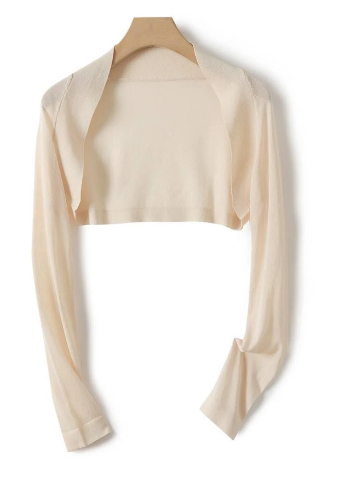 كارديجان نسائي قصير رقيق للغاية بأكمام طويلة من الصوف المحبوك، تصميم صيفي أنيق بكتف واحد بدون أكمام #3