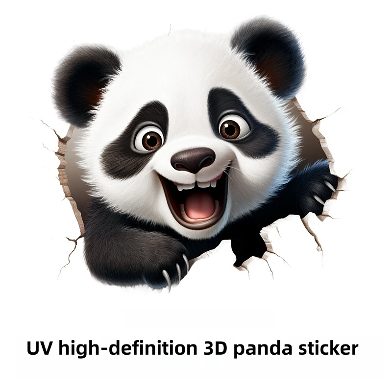 HD 3D Panda Car Stickers Scratch Covering UV Cartoon Car Body Door Stickers Personalized Creative 3D Electric Car Stickers