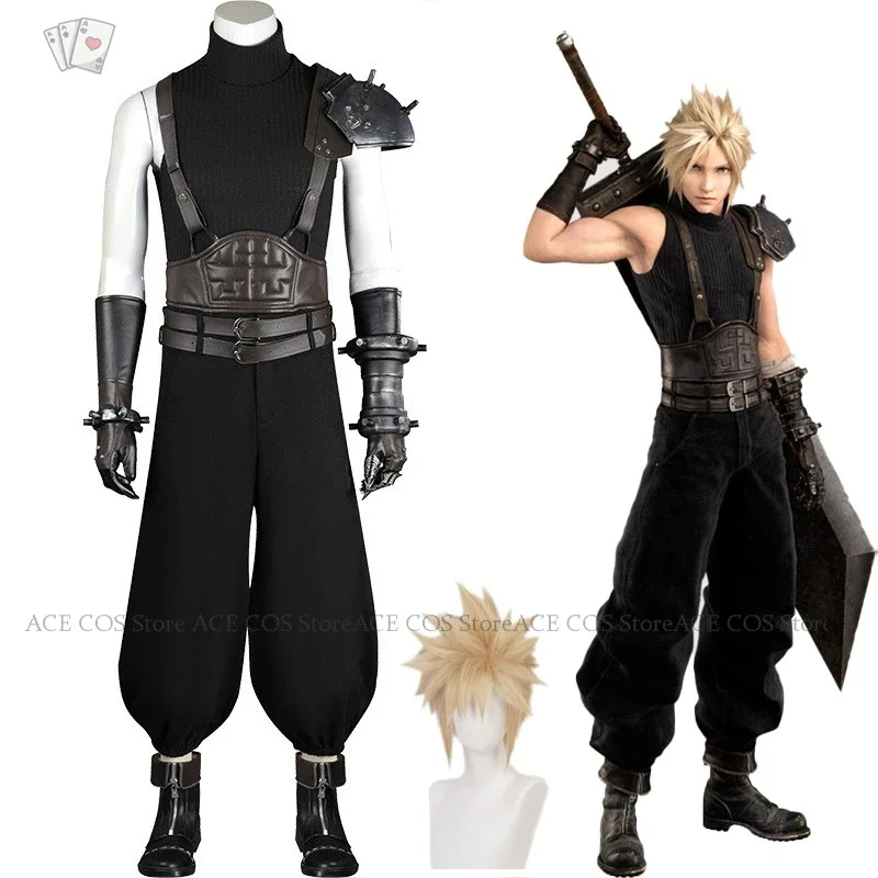 Ff vii Wiedergeburt letzte Fantasie Wolke Streit Cosplay Kostüm Perücke Anime Spiel Wolke Cosplay Uniformen Schuhe Halloween Karneval Outfit