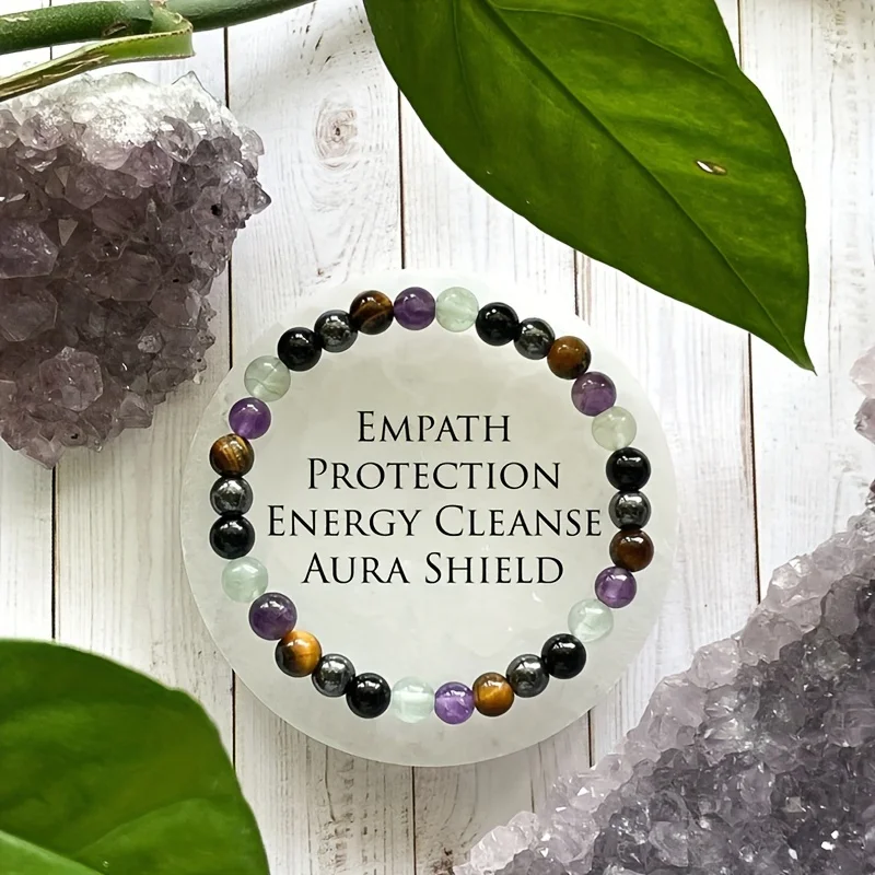 1pc/Empath Protection Bracelet Black Tourmaline and Fluorite Beaded Bracelet Jewelry