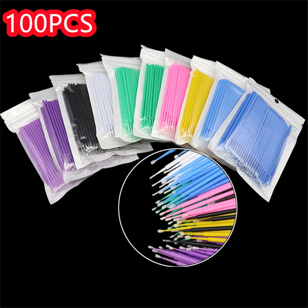 100 PCS Disposable Cotton Swab Eyelash Extension Tools Mascara Applicator Brush lashes extension makeup applicator remove tool