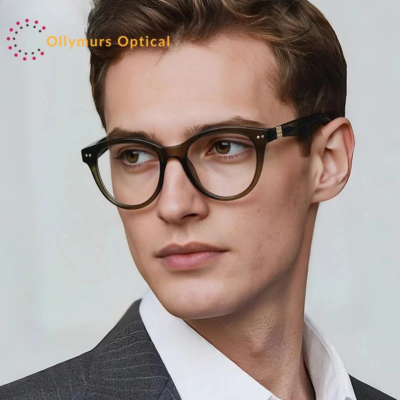

OLLYMURS New Fashion Round TR90 Computer Blue Light Blocking Frames Reading Glasses Men Can Be Customized Prescription PFD2231