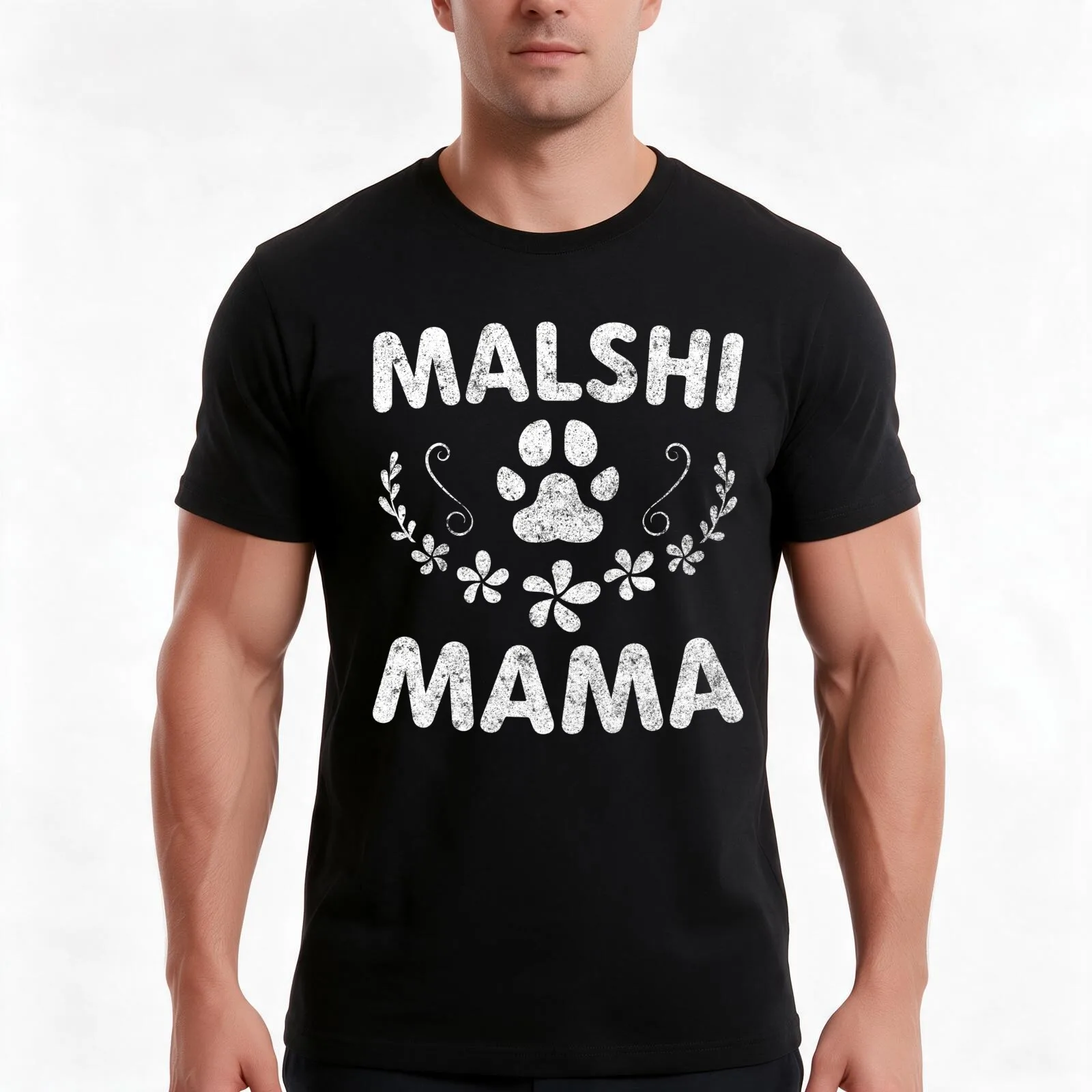 Malshi Mama Shirt Mal-Shi Lover Owner Malt-Tzu Dog Mom T-Shirt, Summer Casual Cotton Tee, Oversized Streetwear Tops, 100% Cotton