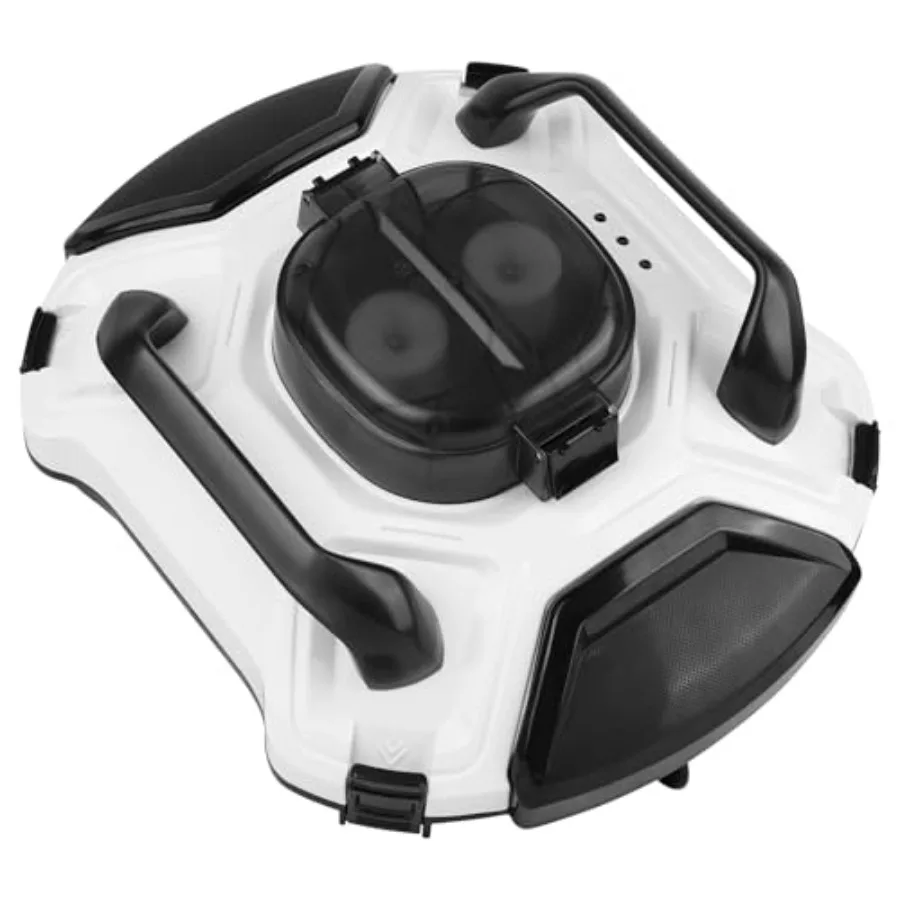 Cordless robotic pool cleaner for above-ground and in-ground flat pools up to 914 sq.ft, ABS plastic, black, 150-min runtime, d