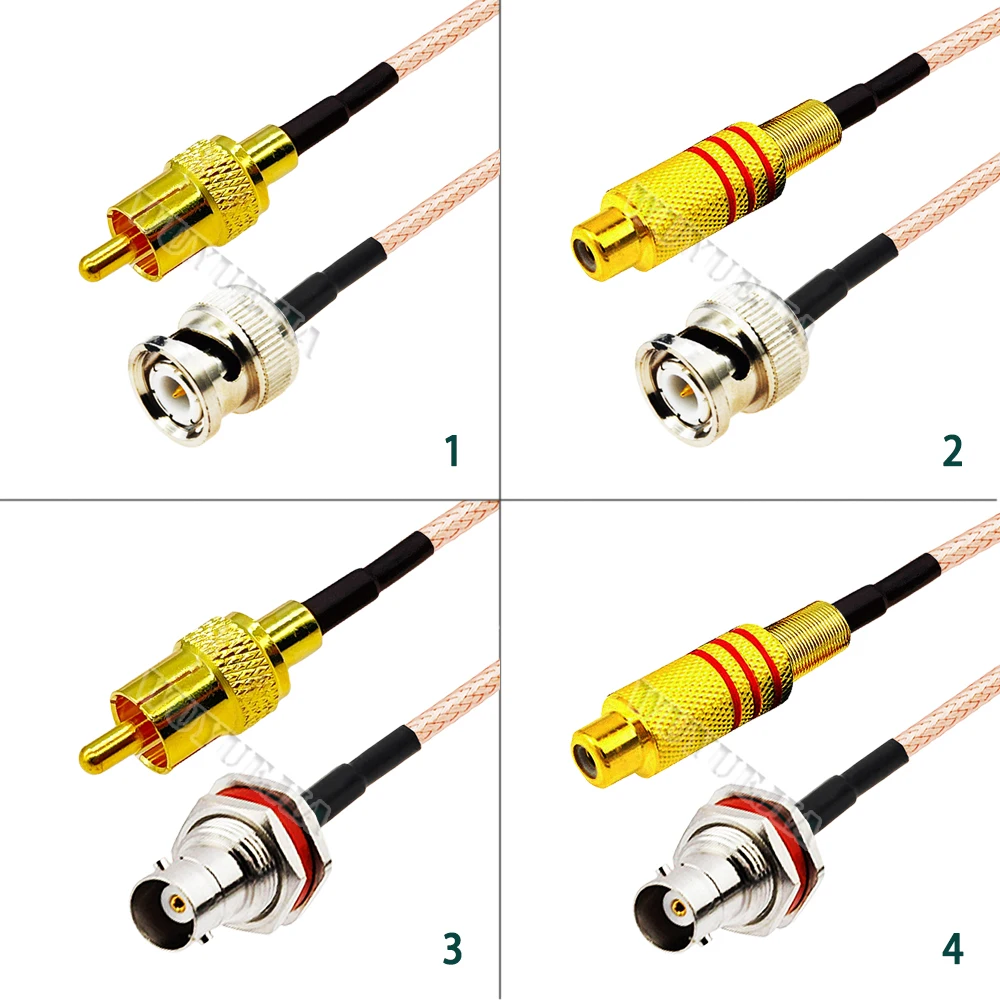 Q9 BNC to RCA RG316 Cable BNC Male to RCA Plug 50 Ohm RG-316 RF Coaxial Pigtail Extension Jumper Cord Video BNC to RCA Adapter