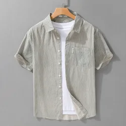 Luxury Men's Shirt With Short Sleeves Cotton Mens Shirts Summer T-shirt Man Korean Popular Clothes Tiki Beach Hawaiian Male