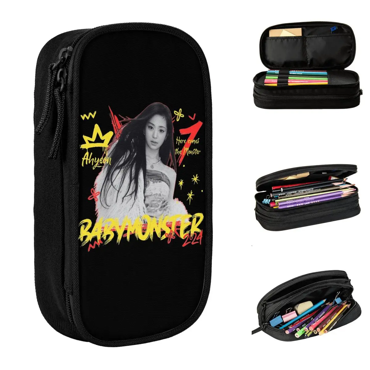 Ahyeon-estuche para lápices Babymonster Sheesh, portalápices clásico, bolsa para estudiantes, almacenamiento grande, regalo escolar