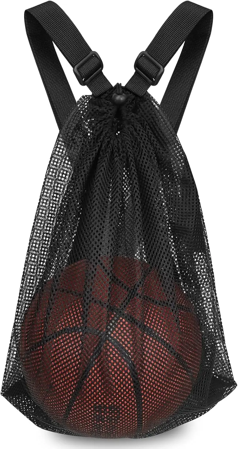 

Drawstring Mesh Sports Ball Bag for Basketball Soccer Volleyball Baseball, 15x20 inch Backpack Carrier