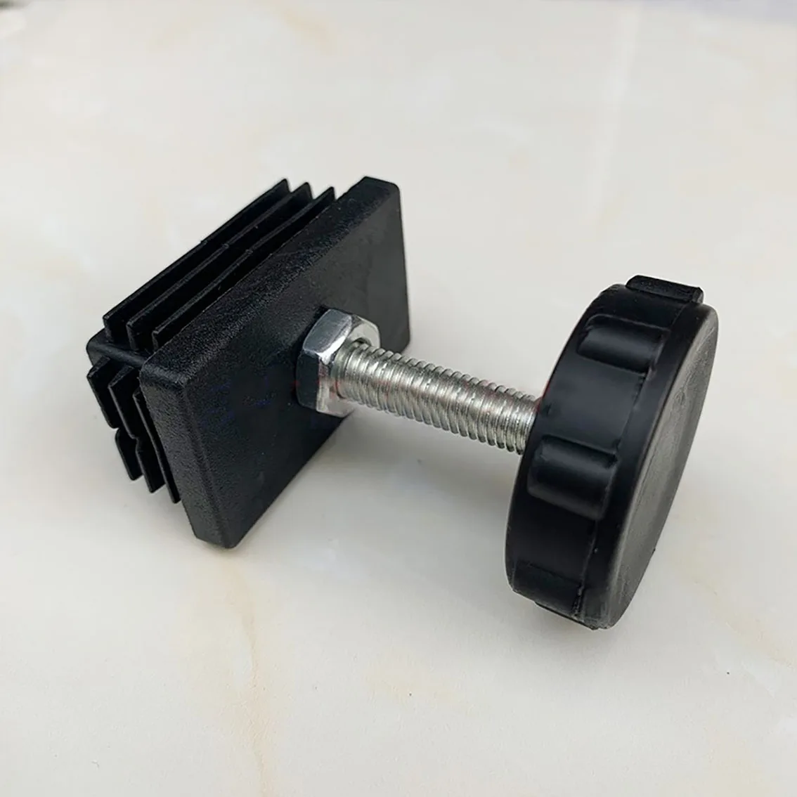1-5Pcs  M8*50 Black Square Adjustable Foot Mats With Nuts Pipe Plug Furniture Tube Cover 20*20/25*25/30*30/40*40/ 50*50/30*60