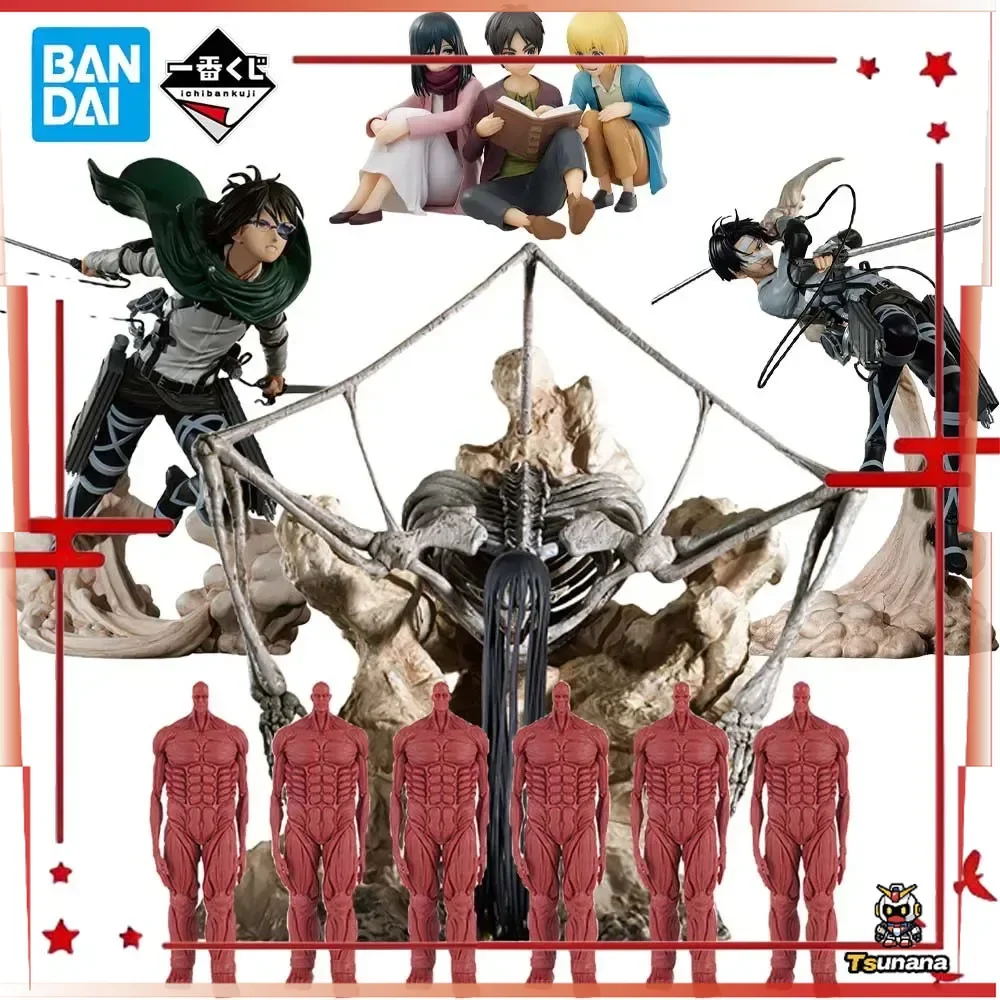 

В наличии оригинальная фигурка BANDAI Ichiban Kuji Attack on Titan Rumbling Levi Hange Zoe Eren Mikasa, аниме-модель, оригинальная игрушка в штучной упаковке