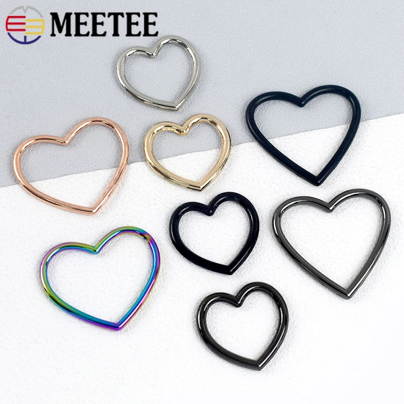 

5/10Pcs Meetee Dog Collar Metal Buckles for Bag Strap Heart Rings Webbing Connector Ring Clasp Backpack Hangers Hook DIY Sewing
