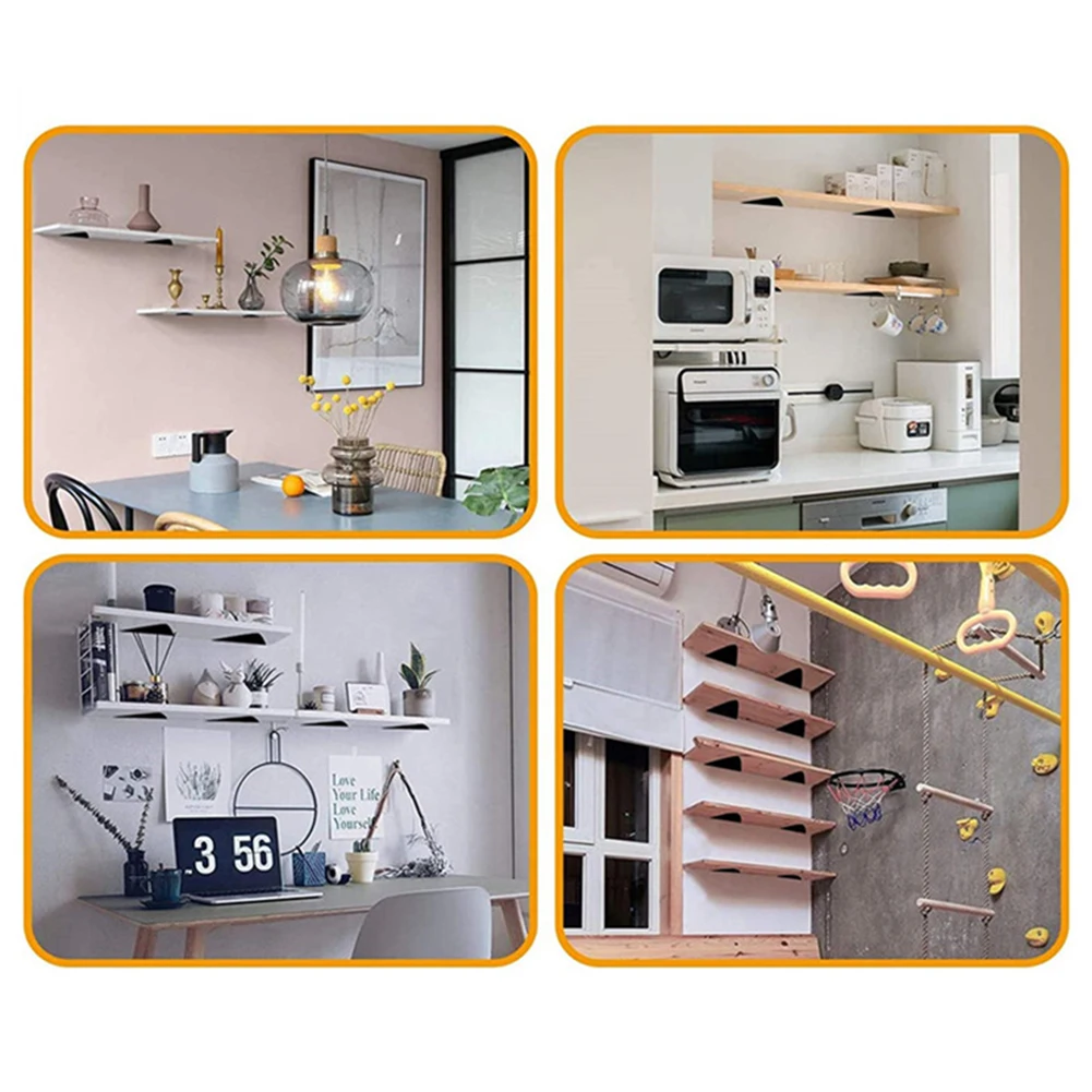 2PCS Support Bracket Wall Shelf Cold Rolled Steel Home/Office Shelves Industrial Kit Load-bearing Storage 2PCS