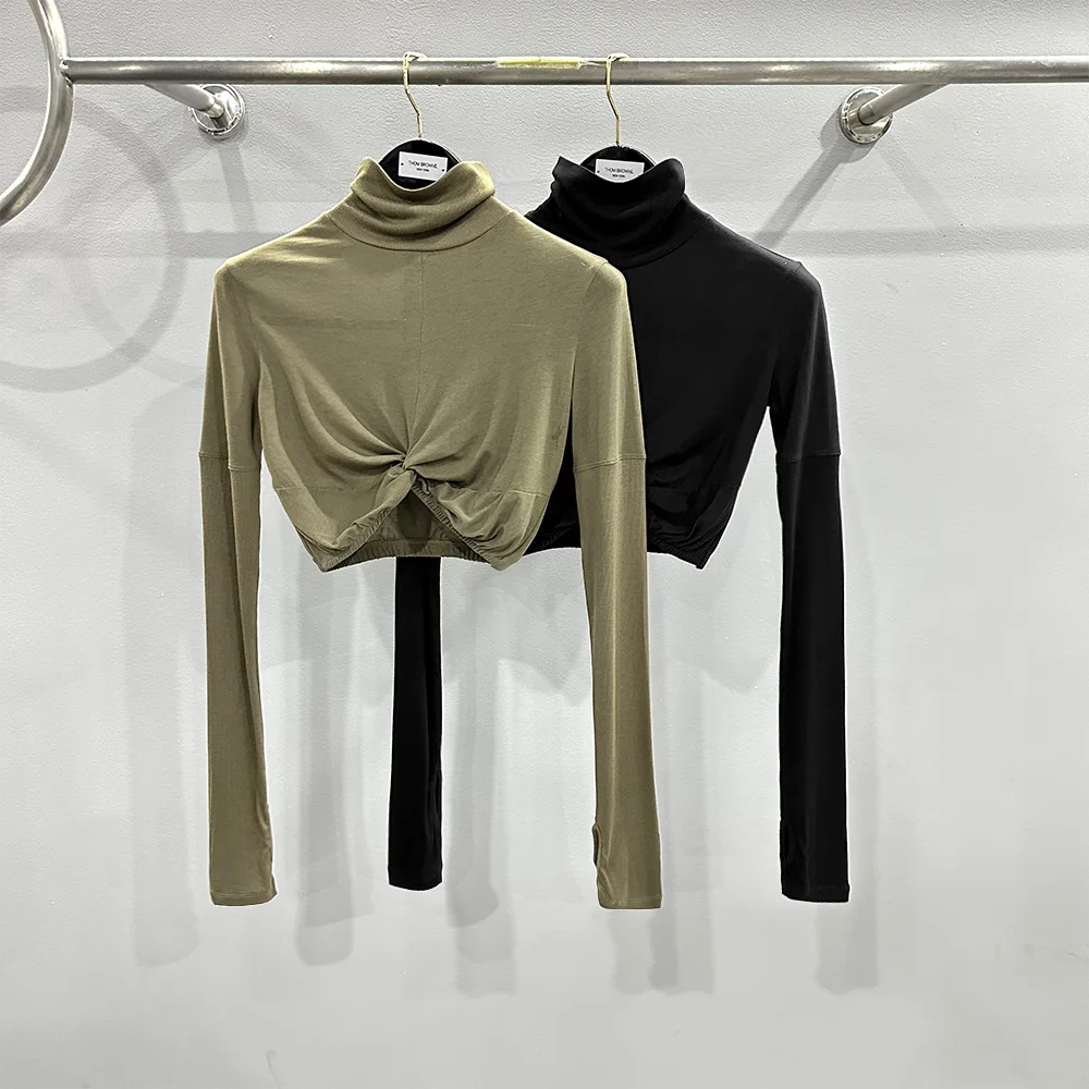 Y2k Streetwear Rick Womens Clothing Turtleneck Knit Bottom Shirt High Quality Fashion Pullovers Tops for Women