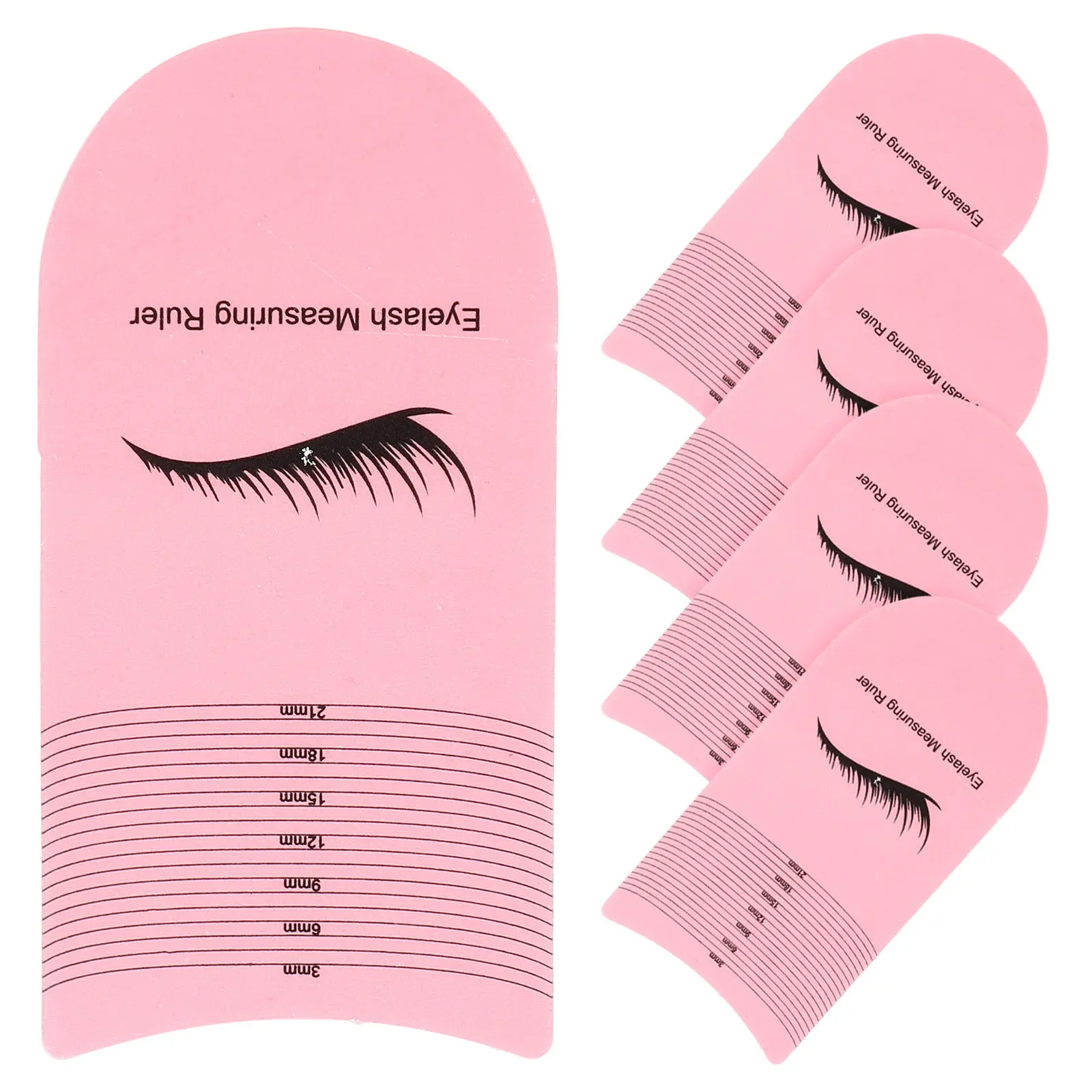 5Pcs Eyelash Measuring Ruler Plastic Lash Curling Degree Measuring Tools for Eyelash Extensions Accurate Length Measurement