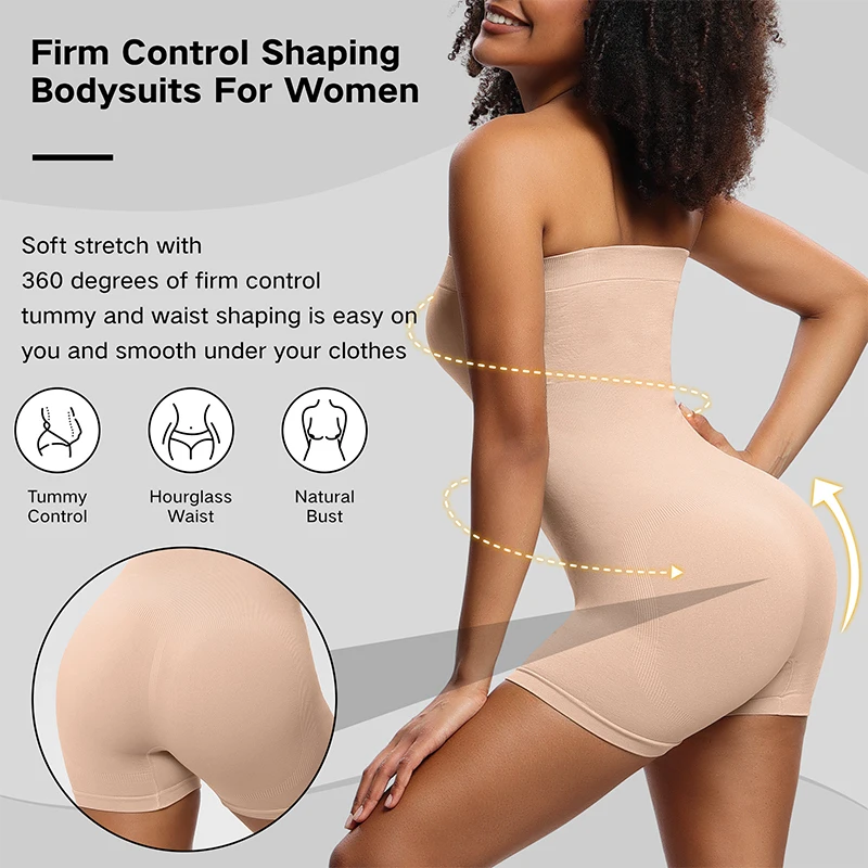 BurVogue Strapless Shapewear Bodysuit Butt Lifter Body Shaper for  Women Under Dress Tummy Control full Body Shapewear