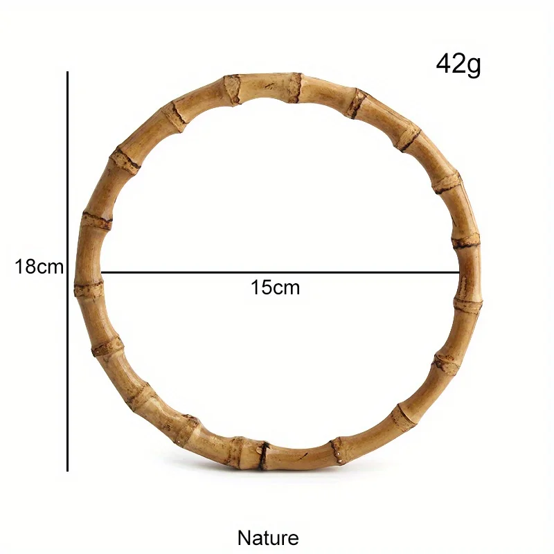 2PCS Flat Round Bamboo Bag Gift Handle DIY Accessories Round Bamboo Wallet Beach Crochet Bag Wedding Bouquet Handle