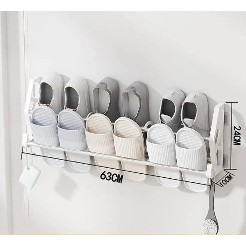 Schoenmaker Organizer Nagelvrij en Gatvrij Schoenenrek Badkamer Slipper Rack Eenvoudige meerlaagse montage Wandgemonteerde opslag Rac