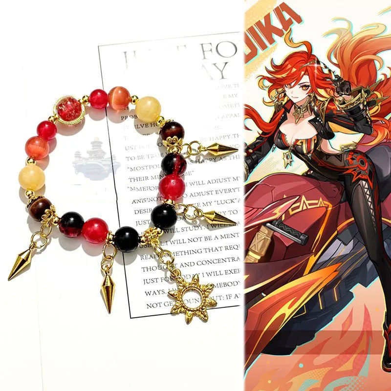 

Аниме Genshin Impact Mavuika браслеты Pyro Archon браслет из бисера подвески косплей костюм игра кристаллическая цепочка ювелирные аксессуары
