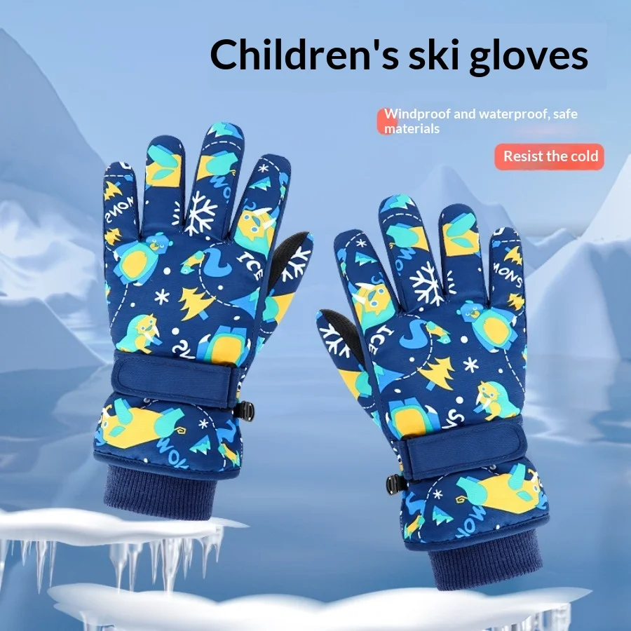 

Kids Ski Gloves Winter Snow Waterproof Warm Thermal Cartoon Gloves for Boys Girls Toddler for Snowboarding Playing in Snow