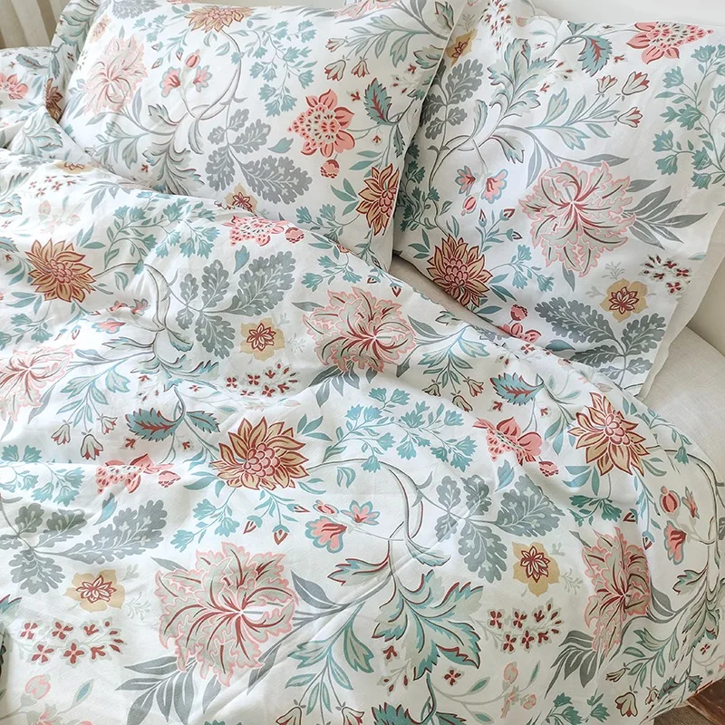 

AB Style Print Color Cotton Linen Bedding Set Duvet Cover Flat Sheet Pillowcases Customize