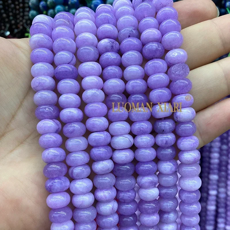 6x10MM Abacus Natuursteen Lepidoliet Chalcedoon Losse Rondelle Spacer Kralen voor Sieraden Maken DIY Armband Bedels accessoires