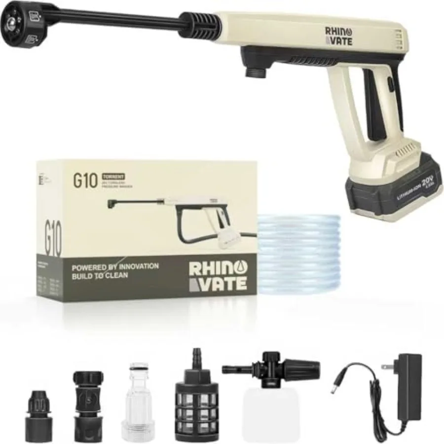 

Беспроводная мойка высокого давления 1280 PSI, портативная, с аккумулятором 4.0 Ач, двойным источником воды, насадкой 6-в-1, шлангом 16 футов, съемным соединением