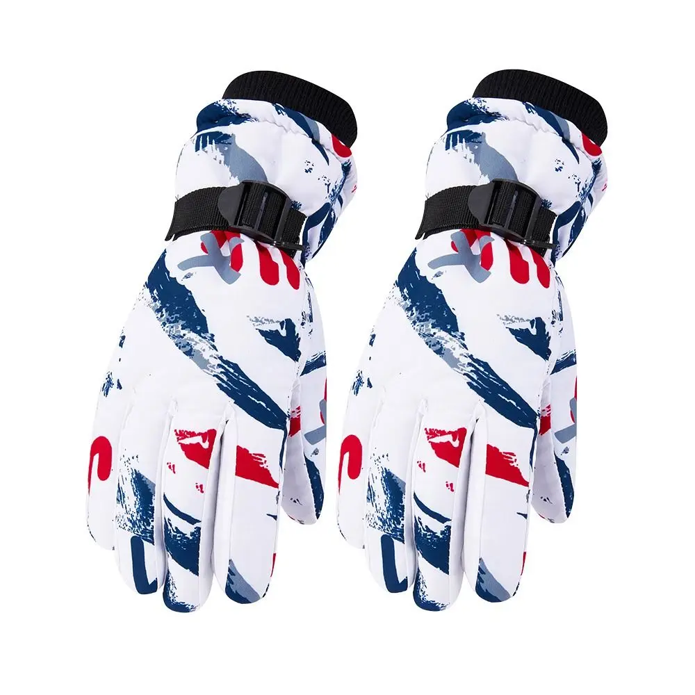 Fashion Warm Children Ski Gloves Non-slip Windproof Snow Gloves Waterproof Thickened Kids Winter Mittens Ski