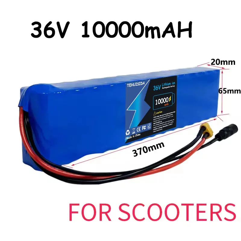 10S2P 36V 10000mAh Electric Scooter Battery Lithium Electric Skateboard Machine 500Welectric Skateboard Machine Battery XT30+JST