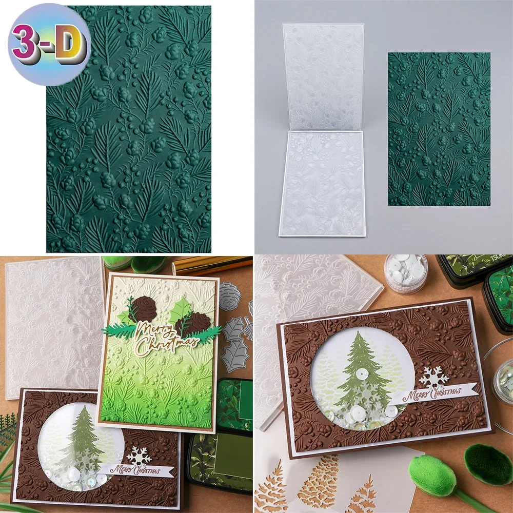 3D Embossing Folder Pine Cones Berries Pattern For Christmas Adding Textured Detail To Paper Crafting Project Designs Making New