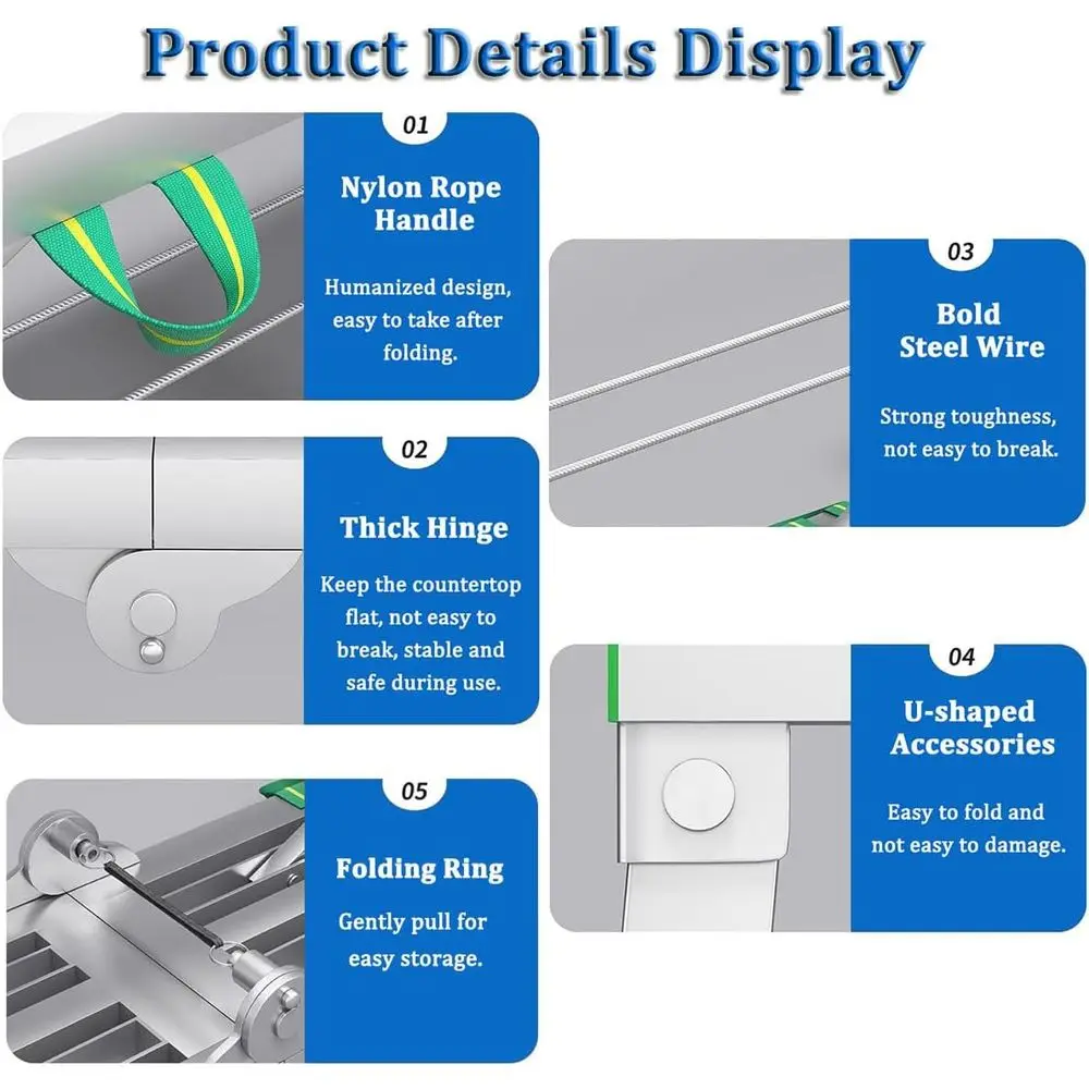 Adjustable 5-Section Steel Scaffold Ladder with Portable Work Platform, 160x30cm Multipurpose Bench
