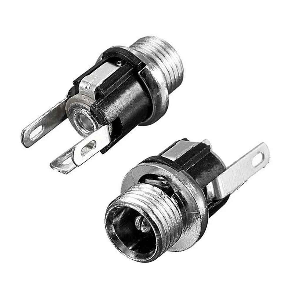 10 pz 1A 16v per alimentatore cc presa Jack 3 poli saldatura montaggio a pannello connettore 5.5mm 2.1mm adattatore spina 5.5*2.1mm con dadi
