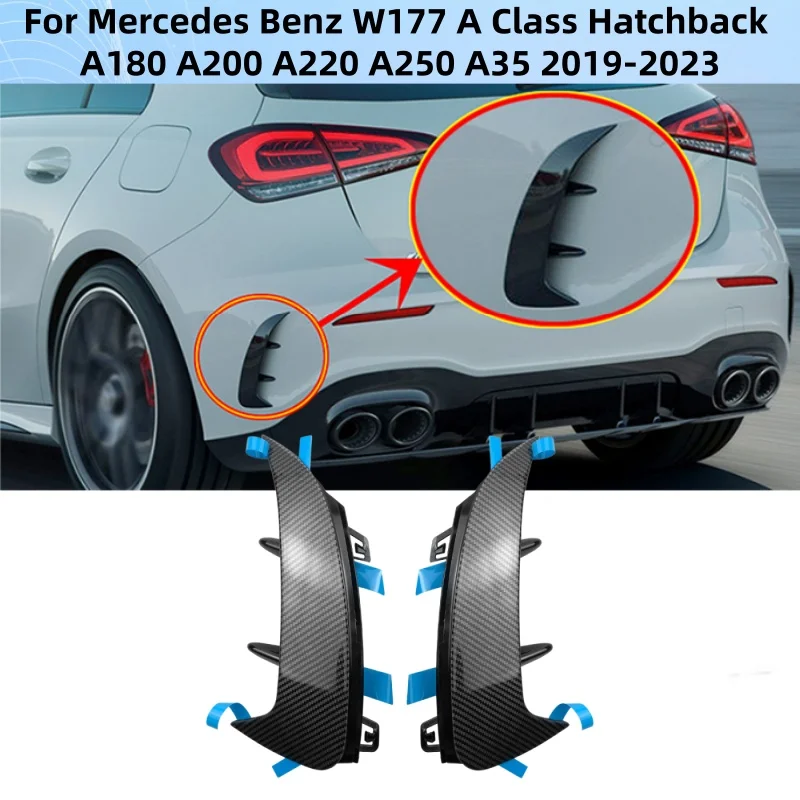Накладки на задний бампер (канарды/финсы) из карбона/черные для Mercedes-Benz W177 A-Class хэтчбек A180 A200 A220 A250 A35 2019-2023