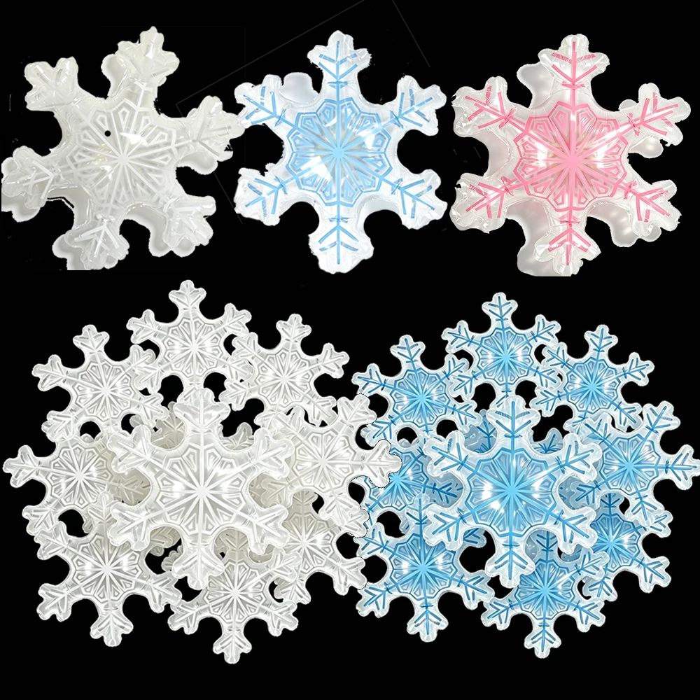 2/5/10pcs Snowflake Foil Balloons White Blue Pink Snow Shape Balloons Winter Frozen Wonderland Theme Birthday Christmas Decors
