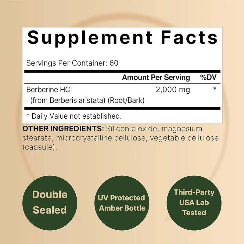 مكمل البربرين | |   60 كبسولة نباتية، 97% شفط نقي Hcl - نباتي، نباتي، غير معدلة وراثيًا
