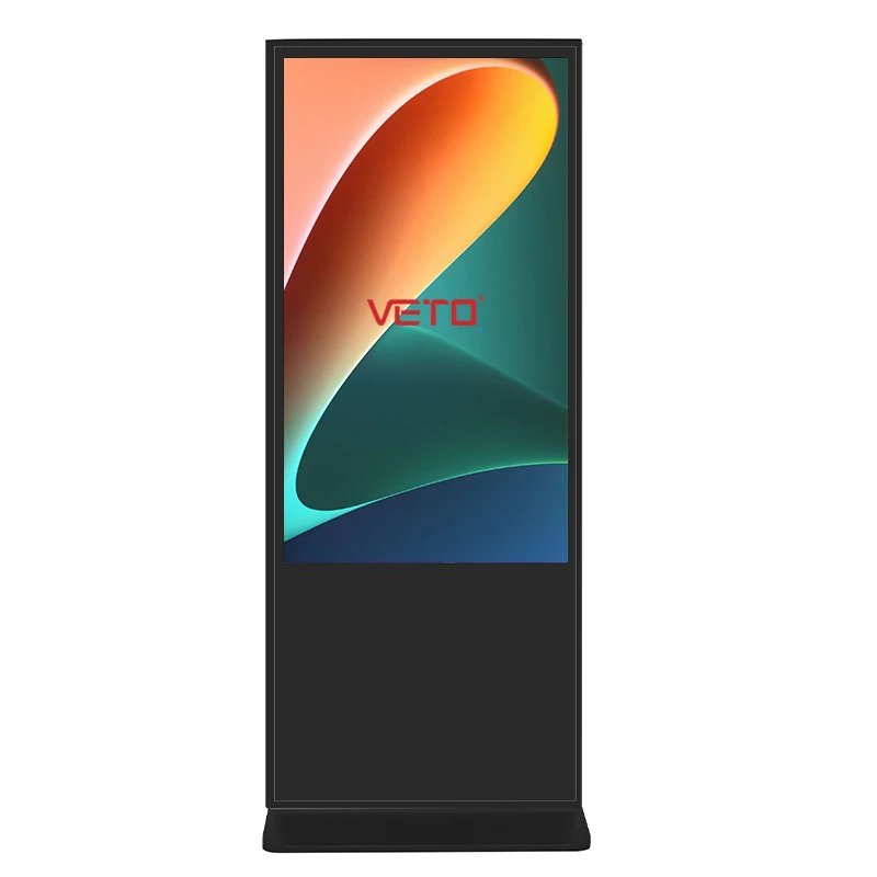 VETO 43 55 65 75 Inch Indoor Android Lcd Advertising Player 4k Floor Standing Touch Screen Digital Signage For Shopping Mall