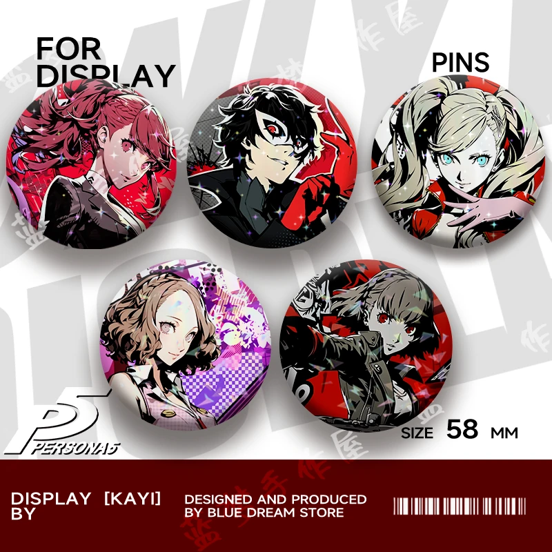 Action Fantasy Spielzeugfiguren COS Anime Spielzeug Sakamoto Ryuji Takamaki An Morgana Sakura Futaba Cartoon Weißblech Abzeichen Kindergeschenke