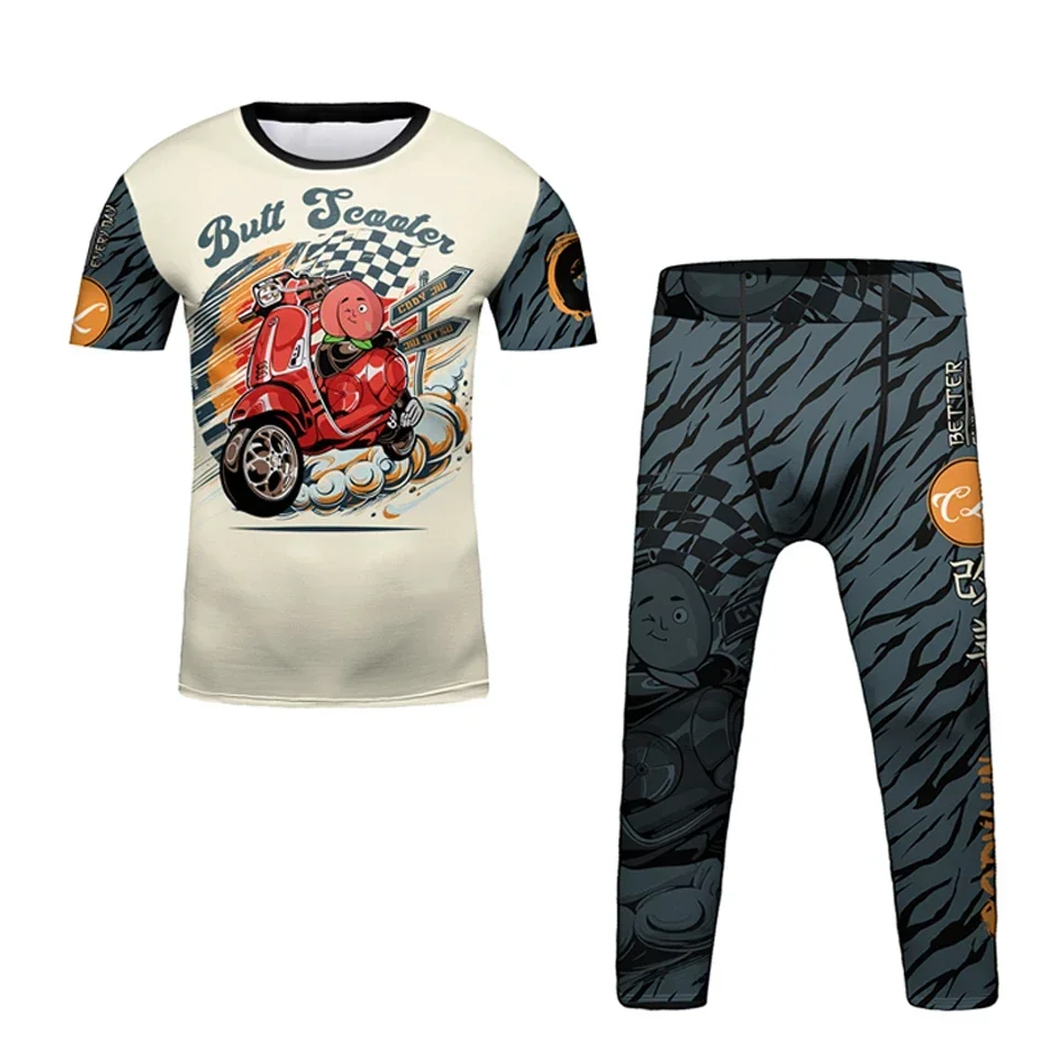 Bambini MMA BJJ Tuta Jiu Jitsu Rashguard Quick Dry Training Abbigliamento da palestra Ragazzo Bambini Boxe Tuta sportiva Set da corsa Abbigliamento sportivo