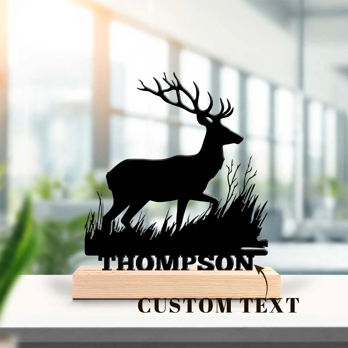 1pc Unique Personalized Metal Statue Ornaments Customizable Name Equipped with A Wooden Base Home or Office Decorations