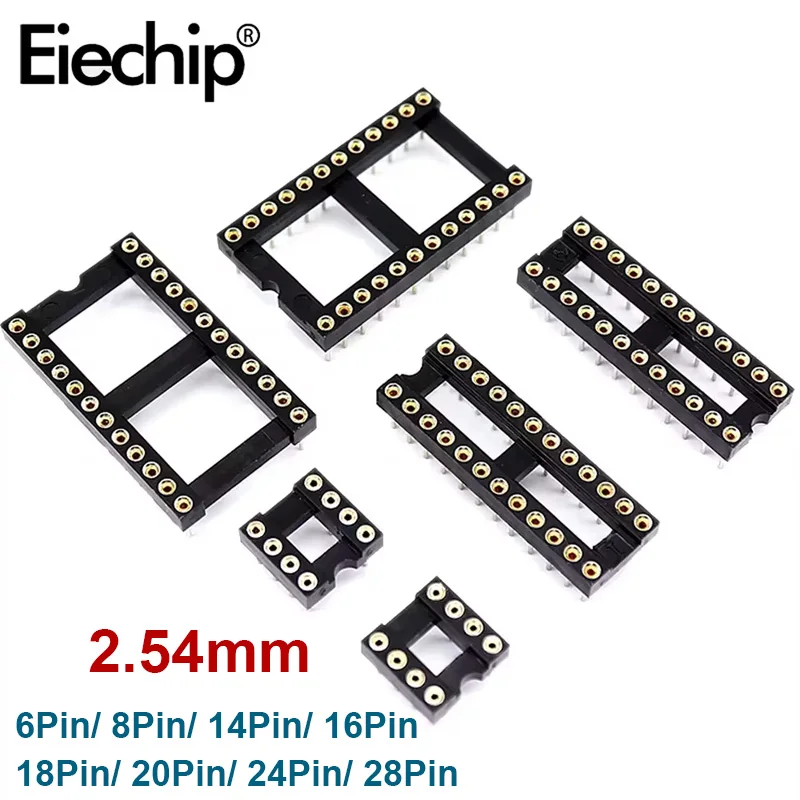 10 SZTUK Okrągłe gniazdo IC DIP6 DIP8 DIP14 DIP16 DIP18 DIP20 DIP24 DIP28 2,54 mm Złącze pinowe Gniazdo 6 8 14 16 18 20 24 28 Pin