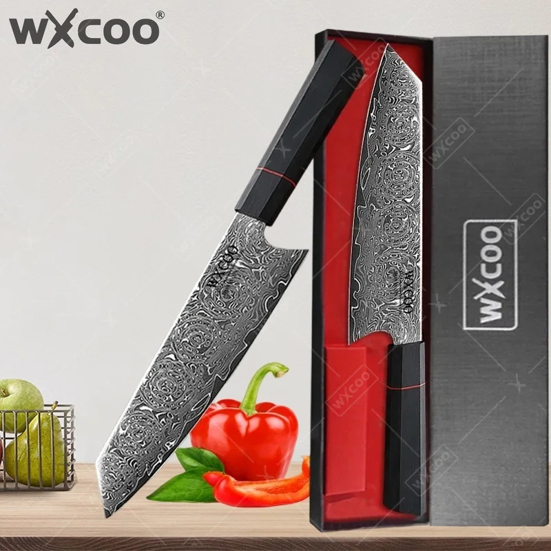 wxcoo-8インチ-日本製キッチンナイフ-シェフナイフ-肉・野菜用-超強力-家庭用-ダマスカス鋼-切付包丁-67層
