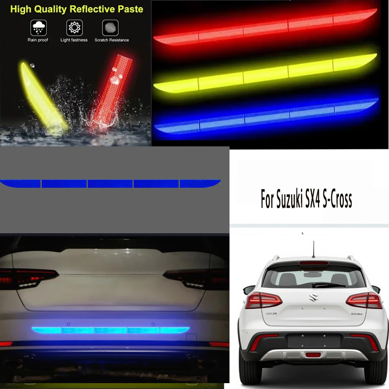 

For Suzuki SX4 S-Cross 1pcs Reflective Warning Safety Tape-Car Trunk Anti-Collision