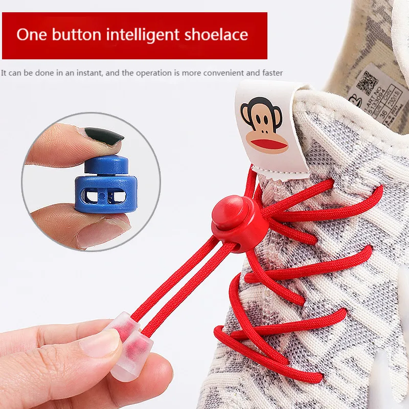 1Pair Sneakers laces Spring Lock Shoelaces No tie Kids Adult Quick Shoe laces Rubber Bands Round lazy Shoelace Shoes