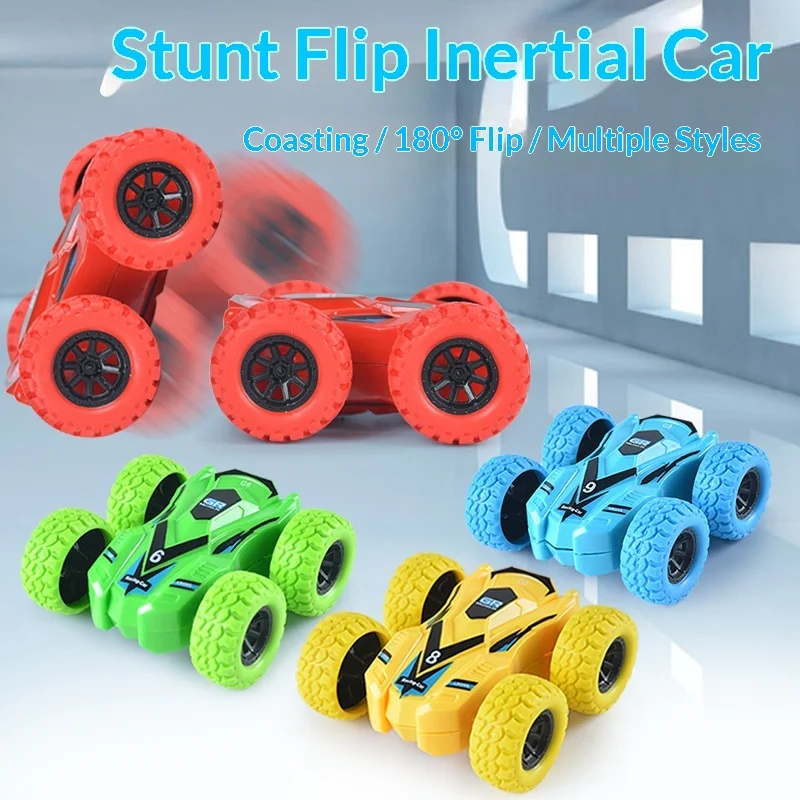 Dubbelzijdig stuntauto traagheid speelgoed, 4WD terreinwagen met graffiti, wrijving terugtrekkend cadeau voor kinderen jongens verjaardag