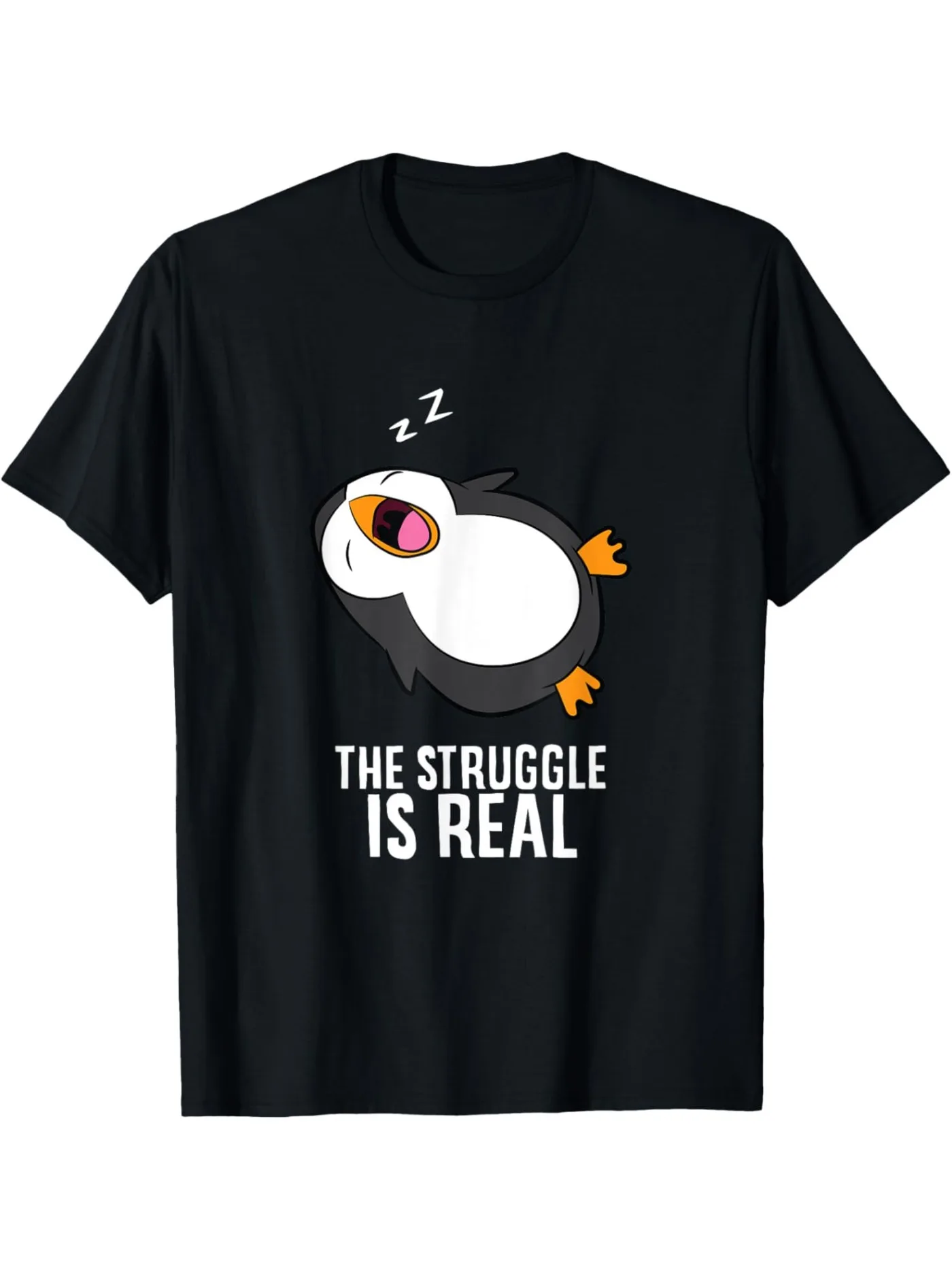 

Tired Penguin Pajamas Lazy Penguin Struggle Is Real Themed Men's T-Shirt, Summer Tee Shirt for Male Unisex Streetwear Tops