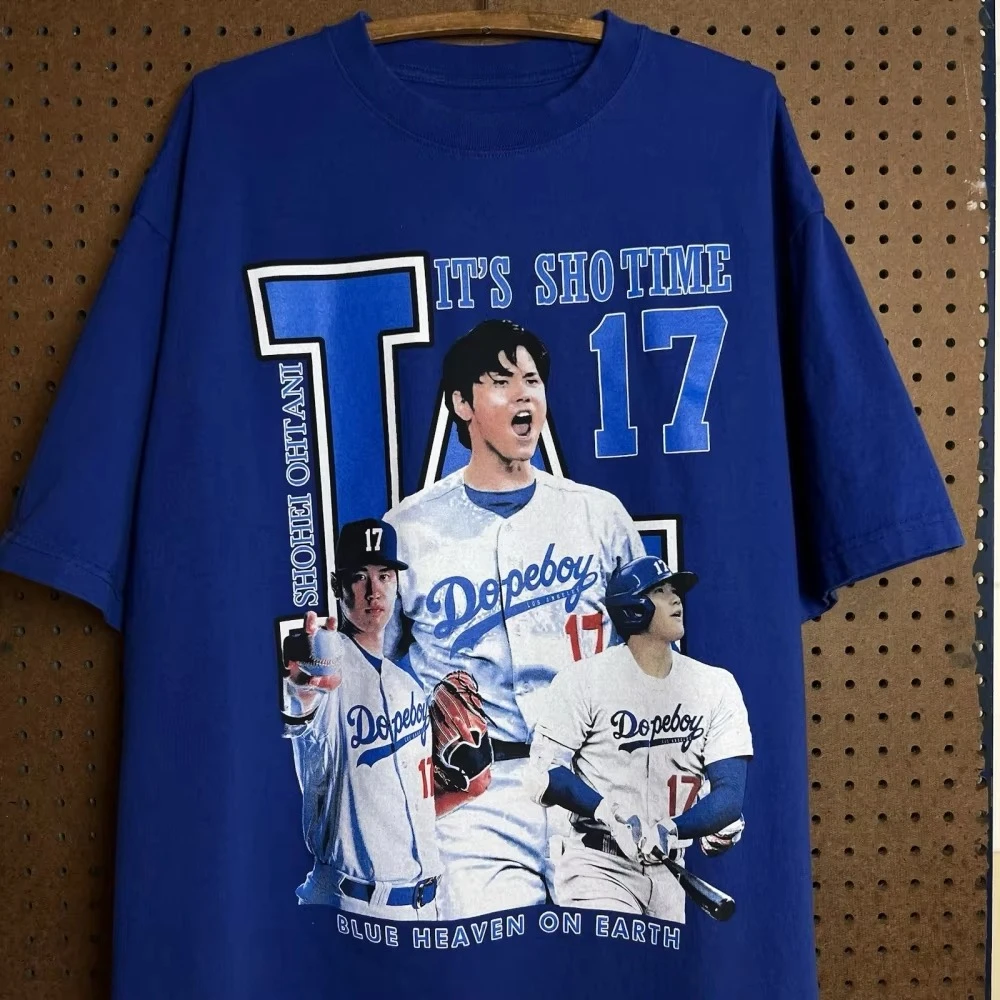 

Shohei Ohtani T-shirt for Men, S-4XL Blue Baseball Sport, Los Angeles Men's and Women's Printed Casual Short-sleeved Shirt